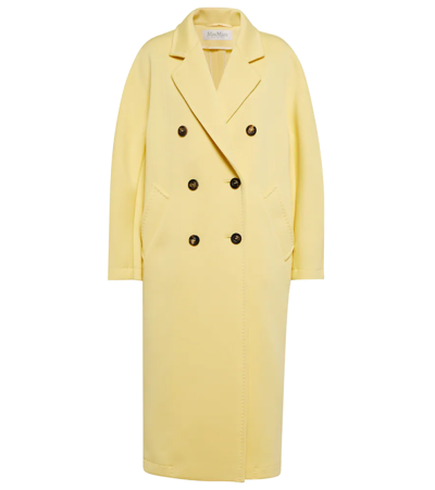 Max Mara Madame2 Double-breasted Woven Coat In Yellow