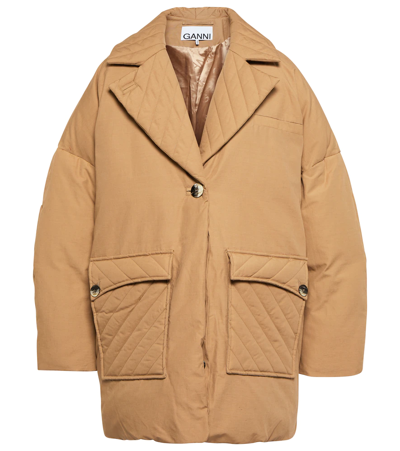 Ganni Women's Oversized Padded Cotton Canvas Jacket In Neutral