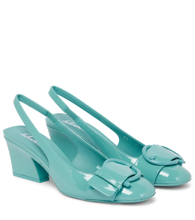 Ferragamo Briget 55 Patent Leather Slingback Pumps In Multi