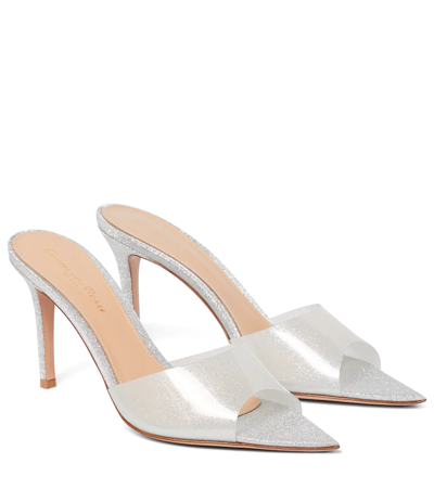 Gianvito Rossi Elle Leather And Pvc Heeled Mules In Silver Com