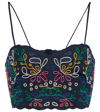 Chloé Embroidered Scallop-hem Crop Top In Multicolor Blue 1