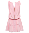 Melissa Odabash Chelsea Crochet And Lace-trimmed Voile Mini Dress In Pink