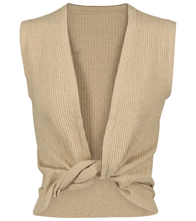 Jacquemus Le Haut Noué Knotted Crop Top In Beige Cotton