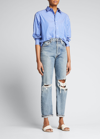 Matteau + Net Sustain Striped Organic Cotton-poplin Shirt In Lapis Stripe