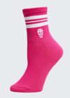 Alexander Mcqueen Stripe & Skull Sport Socks In Fuxia/white