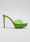 Gianvito Rossi Betty Transparent Stiletto Platform Mules In Kiwi
