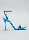 Gianvito Rossi Spice Ribbon Metallic Ankle-strap Stiletto Sandals In Turquise