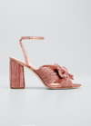 Loeffler Randall Camellia Metallic Knot Ankle-strap Sandals In Pltnm