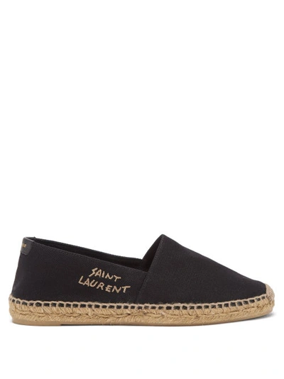 Saint Laurent Black Embroidered Logo Espadrilles