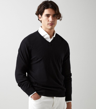 Brunello Cucinelli Cashmere V-neck Sweater In Black