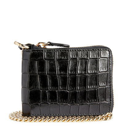 Sandro Leather Croc-embossed Wallet In Black