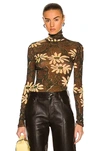 Nanushka Harri Floral Print Turtleneck Top In Arte Povera Floral Black