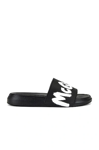 Alexander Mcqueen Slider Sandal In Black & White