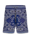Amiri Bandana Paisley Drawstring Waist Crochet Shorts In Blue
