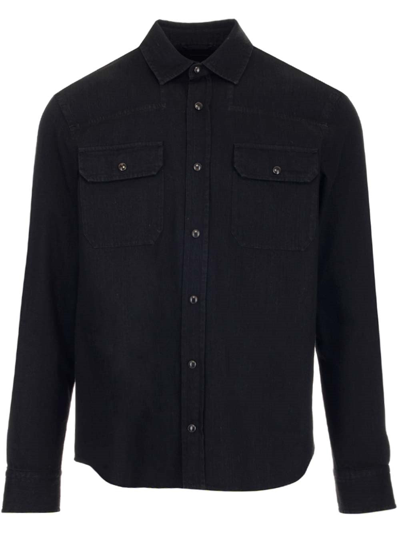 Ermenegildo Zegna Multiple Pocket Long-sleeve Shirt In Black