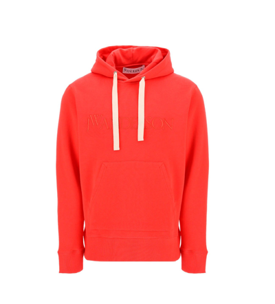 Jw Anderson Classic Embroidered Logo Hoodie In Red