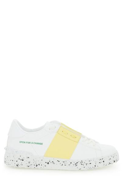 Valentino Garavani Rockstud Bicolor Laceless Low-top Sneakers In White