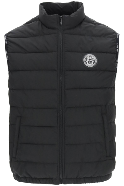 Versace Logo-patch Padded Jacket In Black