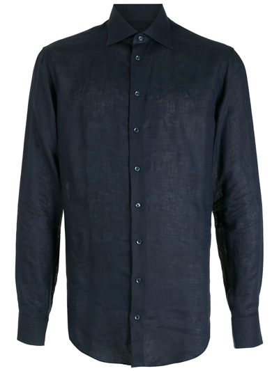 Giorgio Armani Long-sleeve Button-fastening Shirt In Blue