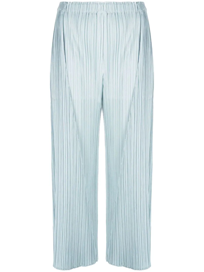 Issey Miyake September Plissé Effect Cropped Trousers In Grey