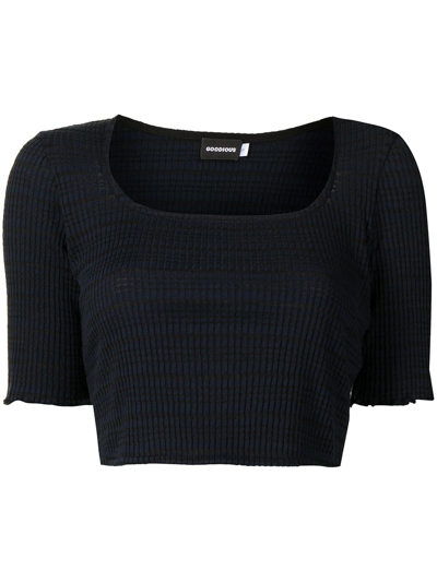 Goodious Ribbed-knit Cropped T-shirt In Blau