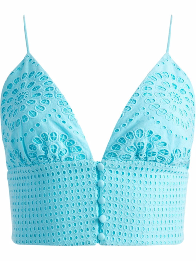 Alice And Olivia Women's Adelaide Eyelet Cotton Crop Top In Blue