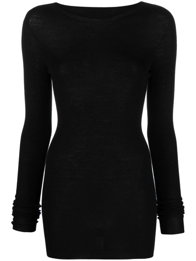 Rick Owens Woman Sweater Black Size Xs Virgin Wool In Animal Print