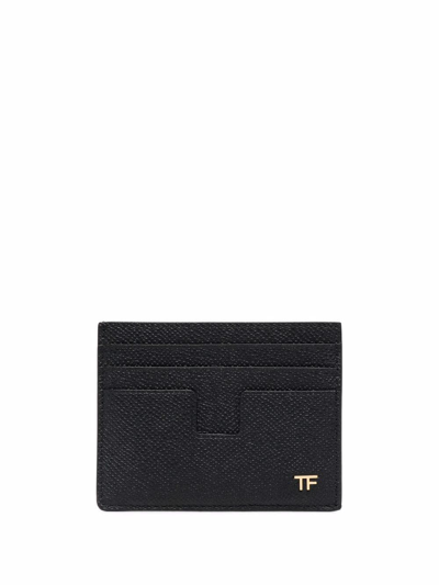 Tom Ford Logo-lettering Leather Cardholder In Schwarz