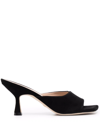 Stuart Weitzman Suede Square-toe Mules In Schwarz