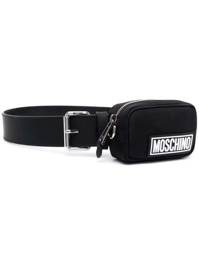 Moschino Logo小袋腰带 In Schwarz