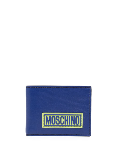 Moschino Logo-patch Folding Wallet In Blau