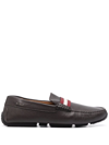 BALLY STRIPED-DETAIL LEATHER LOAFERS