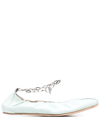 VIC MATIE CHAIN-DETAIL LEATHER BALLERINA SHOES