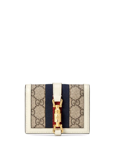 Gucci Jackie 1961 Card Case Wallet In Beige