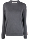 Golden Goose Cotton Blend Crewneck Sweater With Ribbed Detailing In Grau