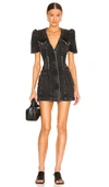 Retroféte Stasha Puff Sleeve Denim Skater Dress In Black
