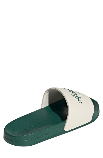 Adidas Originals Adilette Shower Slide In Wonder White/collegiate Green