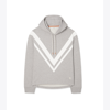 Tory Sport Tory Burch French Terry Chevron Hoodie In Medium Grey Heather/snow White