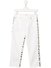 Roberto Cavalli White And Leopard Print Jeans In White