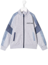 Roberto Cavalli Denim Patchwork Track Jacket In Grey