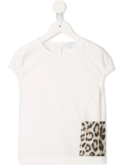 Roberto Cavalli Junior Kids' Contrast Pocket Top In White