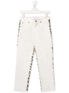 ROBERTO CAVALLI JUNIOR WHITE AND LEOPARD PRINT JEANS