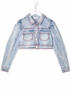 Monnalisa Crystal-embellished Denim Jacket In Blue