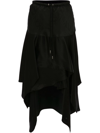 Jw Anderson Asymmetric Drape Hem Midi Cargo Skirt In Black
