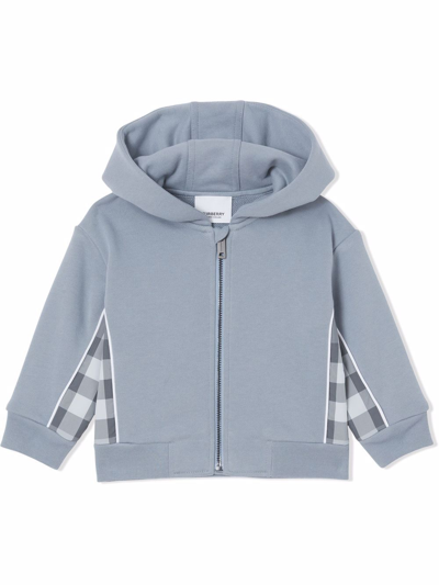 Burberry Unisex Graham Check Panel Hoodie - Baby In Shale Blue