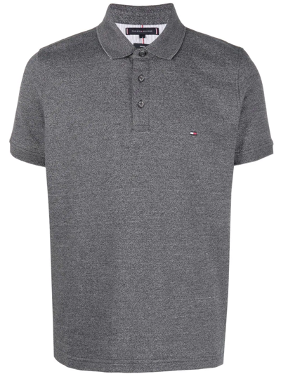 Tommy Hilfiger Embroidered-logo Polo Shirt In Grey