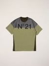 N°21 N ° 21 T-SHIRT IN COTTON AND TRICOLOR POLYESTER WITH LOGO,351797055