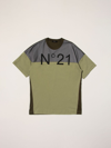 N°21 N ° 21 T-shirt In Cotton And Tricolor Polyester With Logo In Military