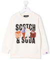 Scotch & Soda Ivory Sweatshirt For Boy With Sweets In Neutrals
