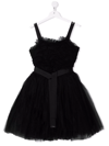 Twinset Teen Tulle Tie-waist Dress In Black
